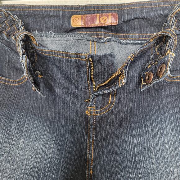 VTG Y2K l.e.i Low Rise Braided Belt Flared Leg Stretch Dark Junior Jeans✨️11 - Picture 7 of 16